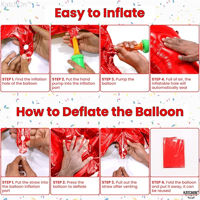 KatchOn Red Number 4 Balloons 40 Inch, 4 Birthday Decorations | Red 4 Balloon - Image 5