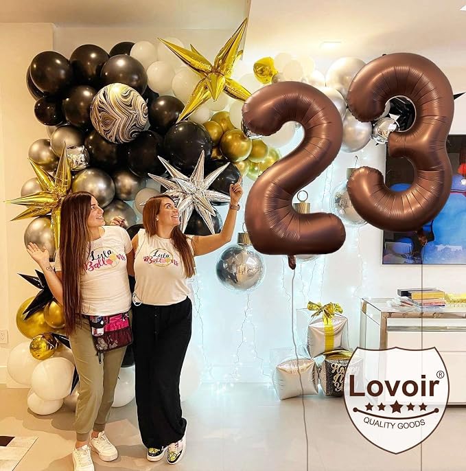 40 Inch Coffee Brown Number 4 Balloon Large Size Jumbo Digit Mylar Foil Retro - Image 8