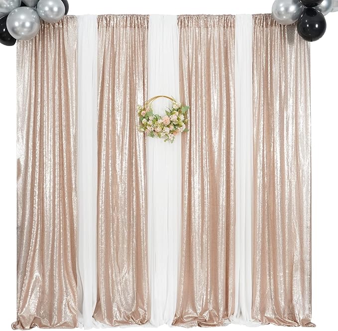 Poise3EHome Champagne Sequin Backdrop Curtains - Image 8