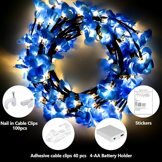 4FT 48LED Blue Cherry Blossom Tree Branch Lights - Image 5