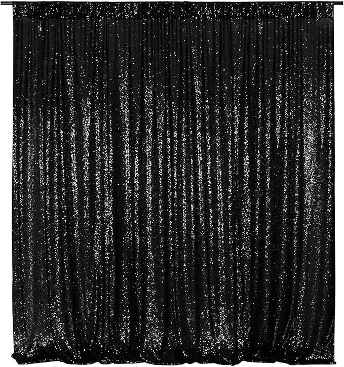 Poise3EHome Black Sequin Backdrop, 20Ft x 10Ft Glitter Photography Background - Image 3