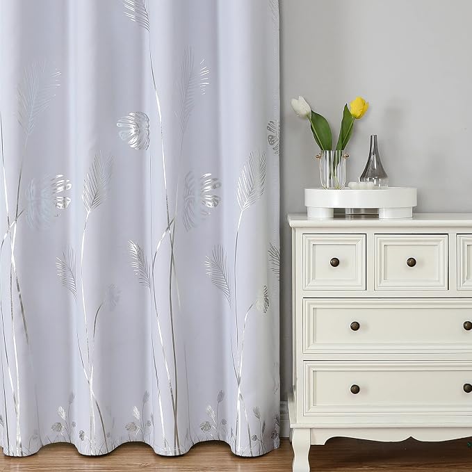 Greyish White Thermal Insulted Curtains 96 Inches Long Room Darkening Light - Image 2