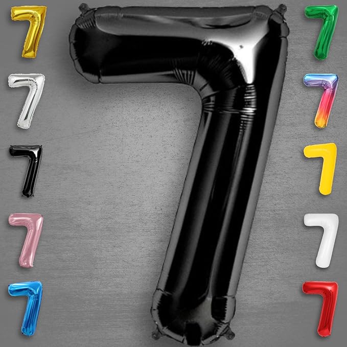 Black Number Balloon 7 Mylar Foil Balloons 40 inch - Image 3