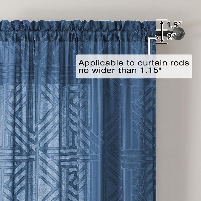 Simplebrand Semi Sheer Dusty Blue Curtains 96 Inches Long 2 Panels, Light - Image 5