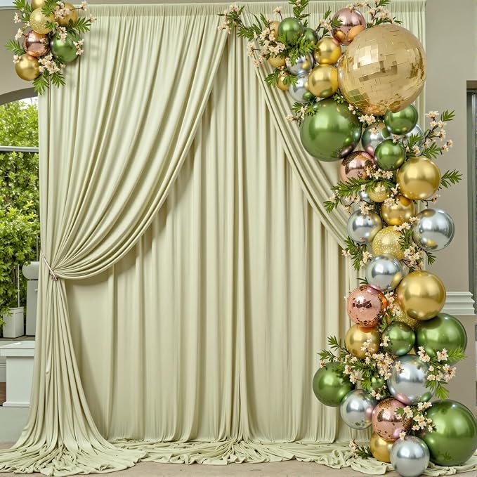 30 ft x 10 ft Wrinkle Free Light Green Backdrop Curtain - Image 5