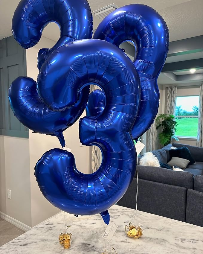 40 Inch Night Blue Number 5 Balloon, 5th Blue Birthday Party Decorations | 40 - Image 3