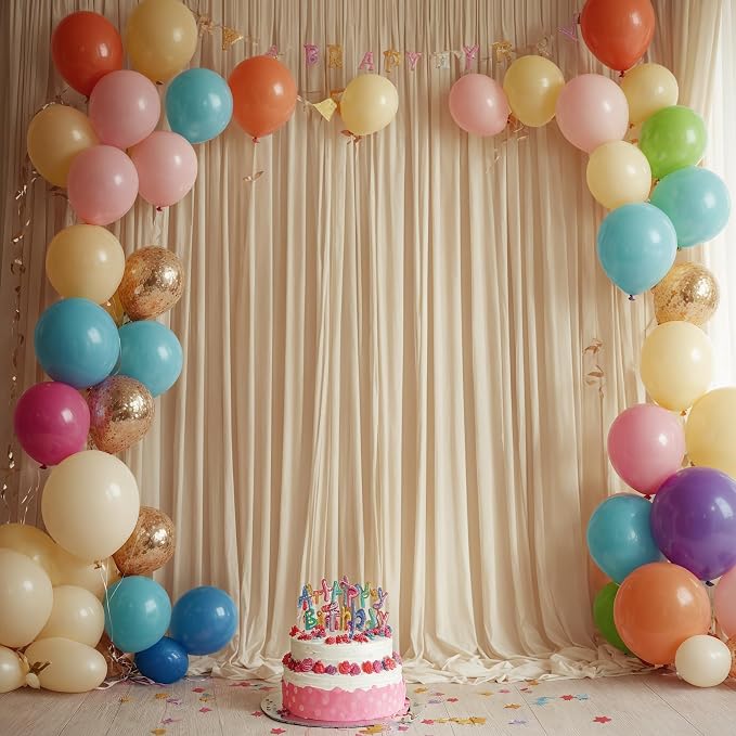 40ft x 10ft Wrinkle Free Champagne Backdrop Curtains - Image 4