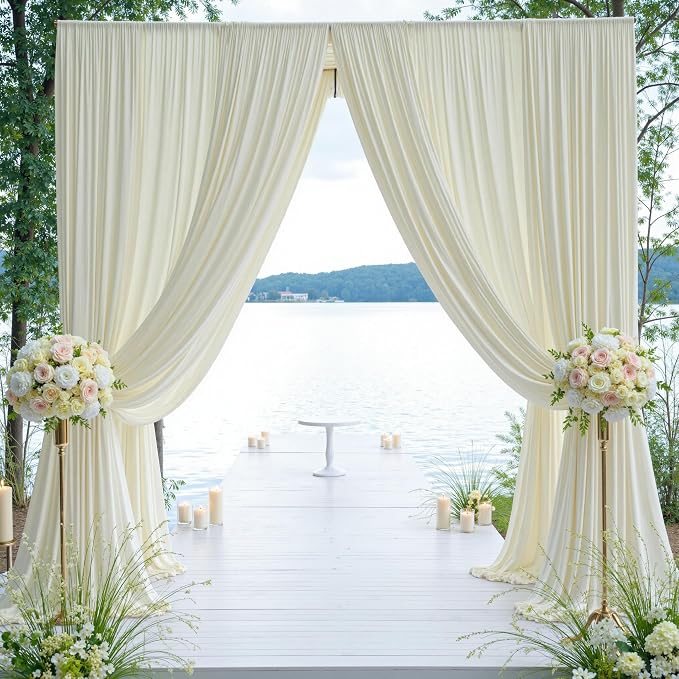 10ft×12ft Wrinkle Free Ivory Backdrop Curtain - Image 7