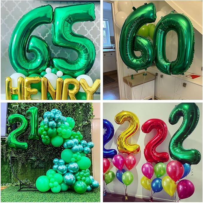 Number 14 Dark Green Balloons 40 Inch Giant Green 14 Numer Foil Helium Balloons - Image 6