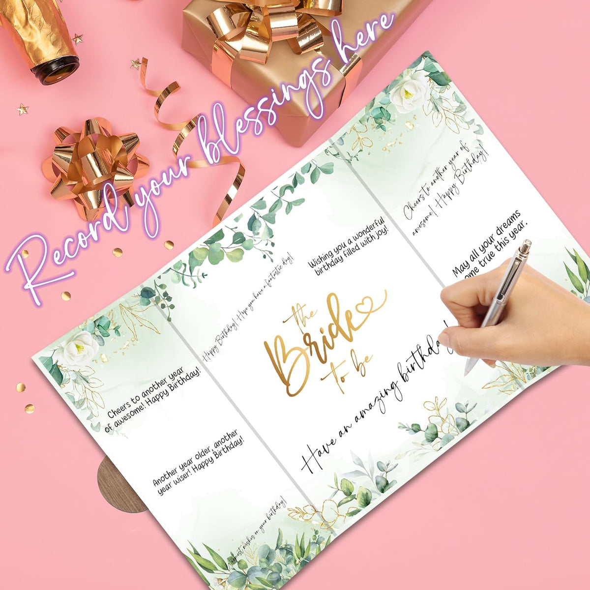 Botanical Bridal Shower Decorations - 18 ''x12'' Bride-to-Be Signature Guest Book Alternative - Signature Book/Signing Card Board Gifts - Bachelorette Party Wedding Reception Decor & Supplies -A09