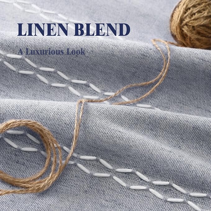 Blue 100% Boho Blackout Curtains 90 Inch 2 Panels - Image 3