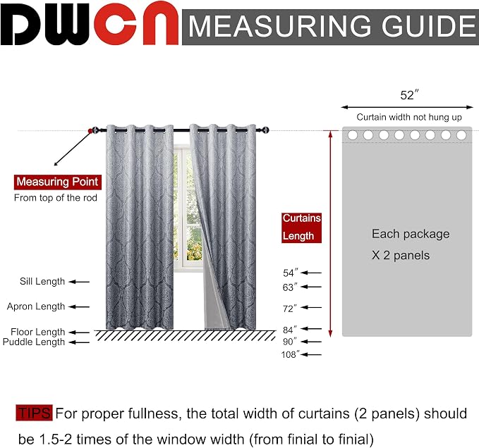 DWCN 100% Blackout Curtains for Bedroom 96 Inch Long - Image 7