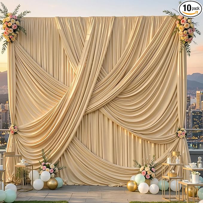 50ft×12ft Champagne Backdrop Curtain by PartyVillage