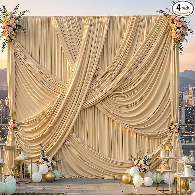 20ft×12ft Champagne Backdrop Curtain by PartyVillage