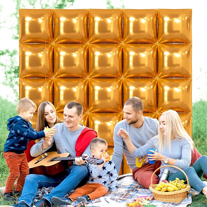 NISOCY 25PCS Brown Square Foil Balloons Wall Backdrop Tunnel Arch Kit | Balloons - Image 5
