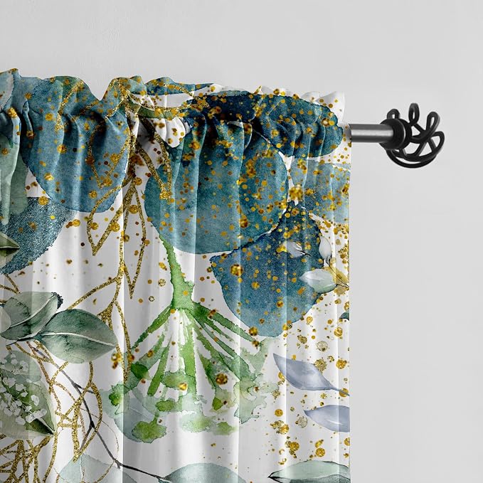 Gold Green Botanical Curtains 96 Inches Long - Image 6