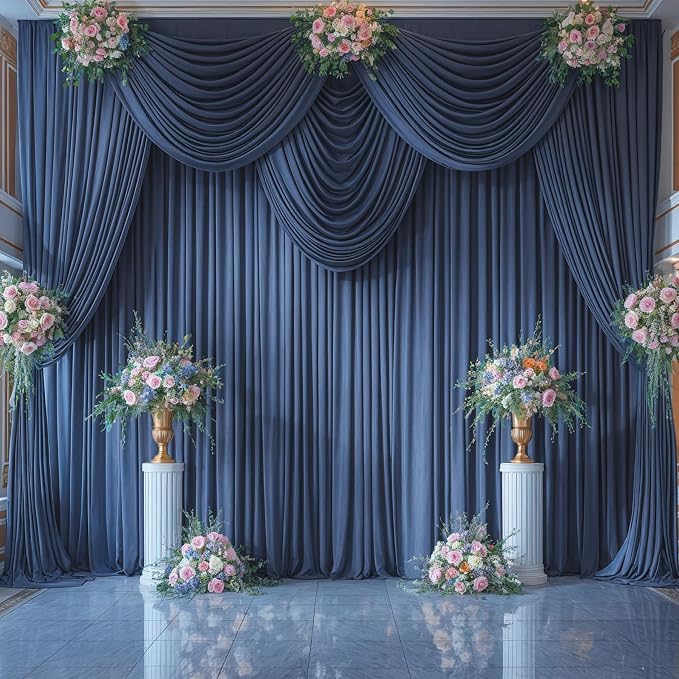 4 Panels Navy Blue Backdrop Curtains - Image 5