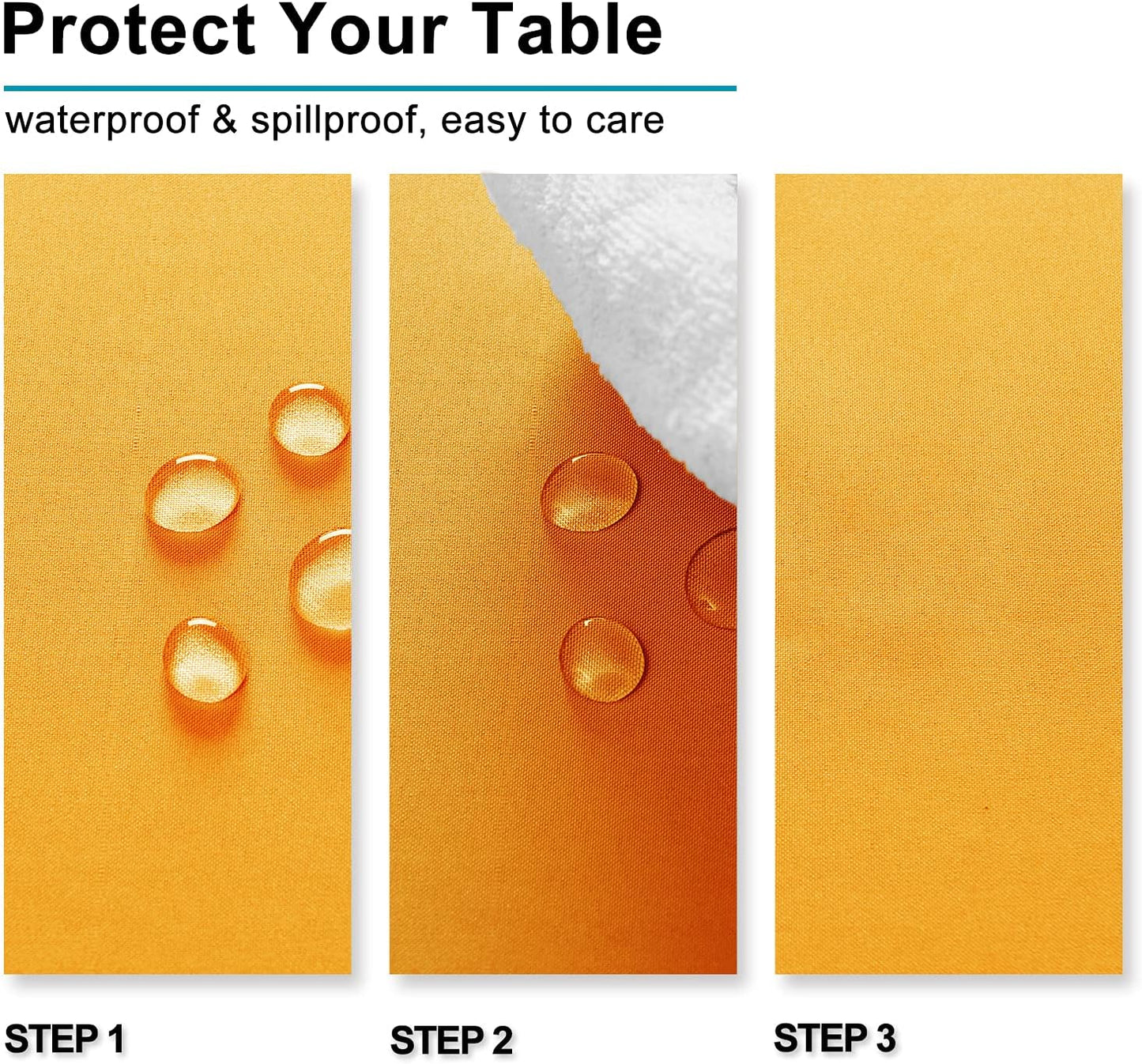 Hiasan Orange Yellow Rectangle Tablecloth - Waterproof Washable Fabric Table Cloth for Dining Party and Outdoor Use, 70 x 120 Inch