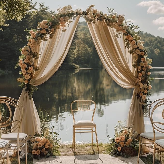 Nude Wedding Arch Draping Fabric Backdrop Drapes Sheer 3 Panels | 28.7"x20FT - Image 6