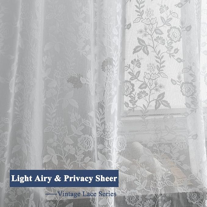 FINECITY White Floral Lace Curtains - Image 7