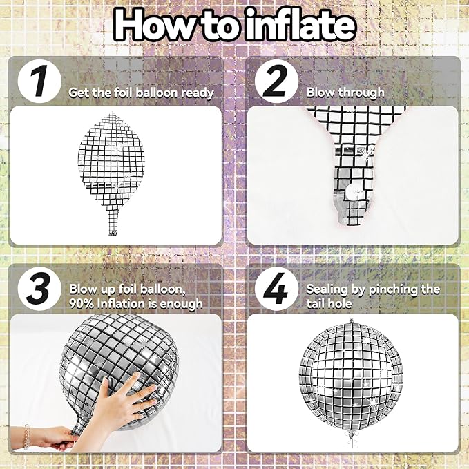 6pcs 22 Inch Gold and Silver Disco Ball Balloons - Image 8
