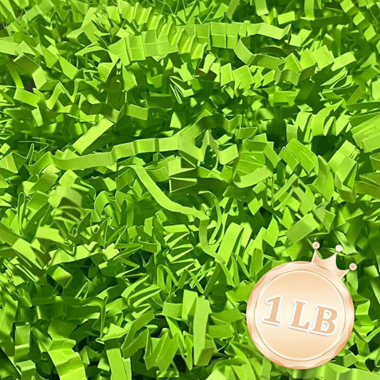 1 LB Fluorescent Green Crinkle Cut Paper Shred Filler Great for Gift Wrapping, Basket Fillers, Birthday, Gift Wrapping, Anniversary, Halloween Thanksgiving Christmas Party Decor Filling Supplies