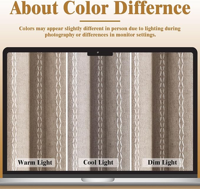 Khaki Brown Boho Blackout Curtains 84 Inch 2 Panels - Image 5