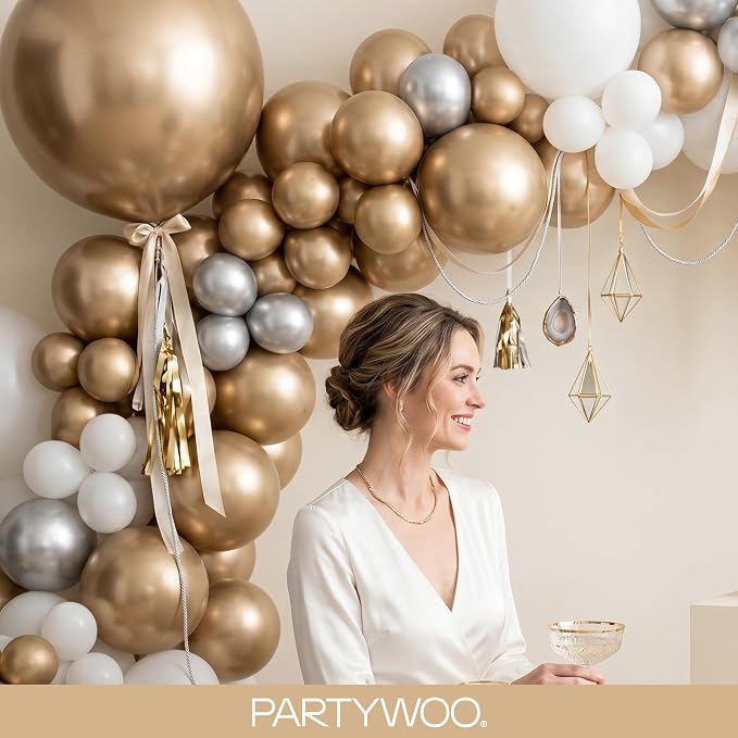 PartyWoo Metallic Gold Balloons 152pcs Chrome Gold Color 18 12 10 5 Inch | 18 - Image 9