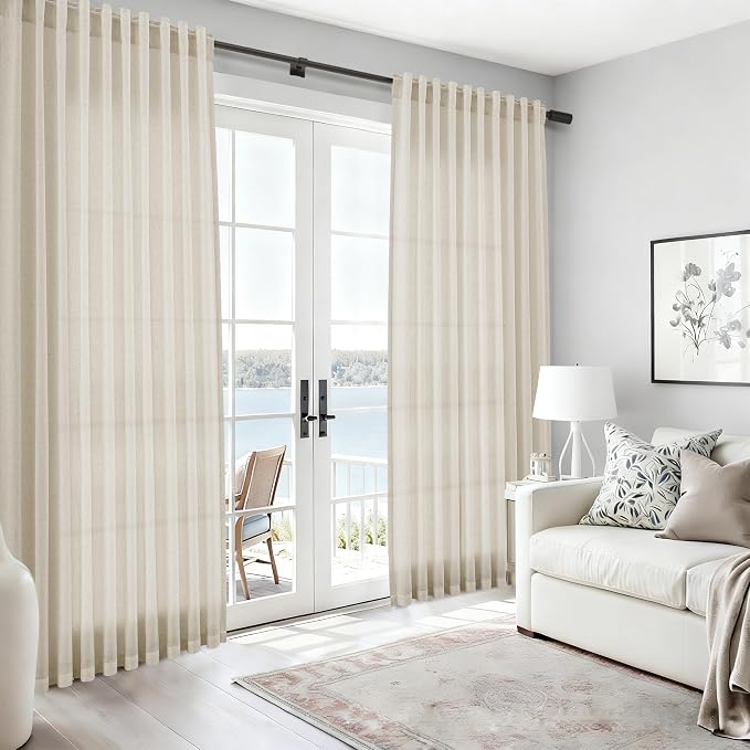 Vanilla Linen Curtains for Living Room 72 Inches Long Luxury Light Filtering - Image 6