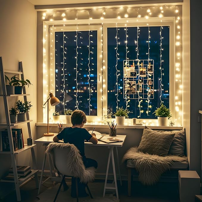 Curtain Lights for Bedroom, 150 Led Hanging String Light Outdoor, Fairy Curtain - Image 4