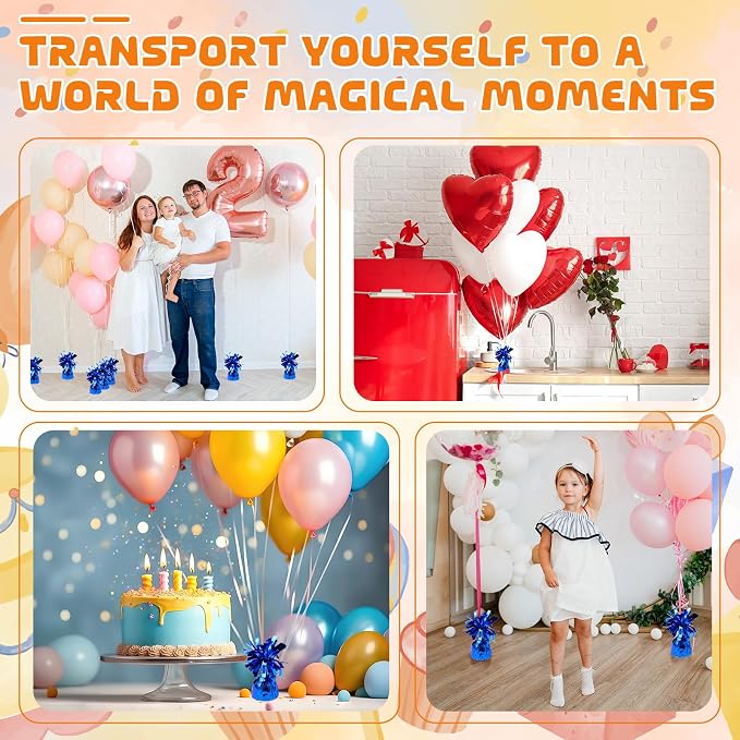 6 Pack Blue Balloon Weights Metallic Holder Anchors Balloon Holder Weights - Image 5