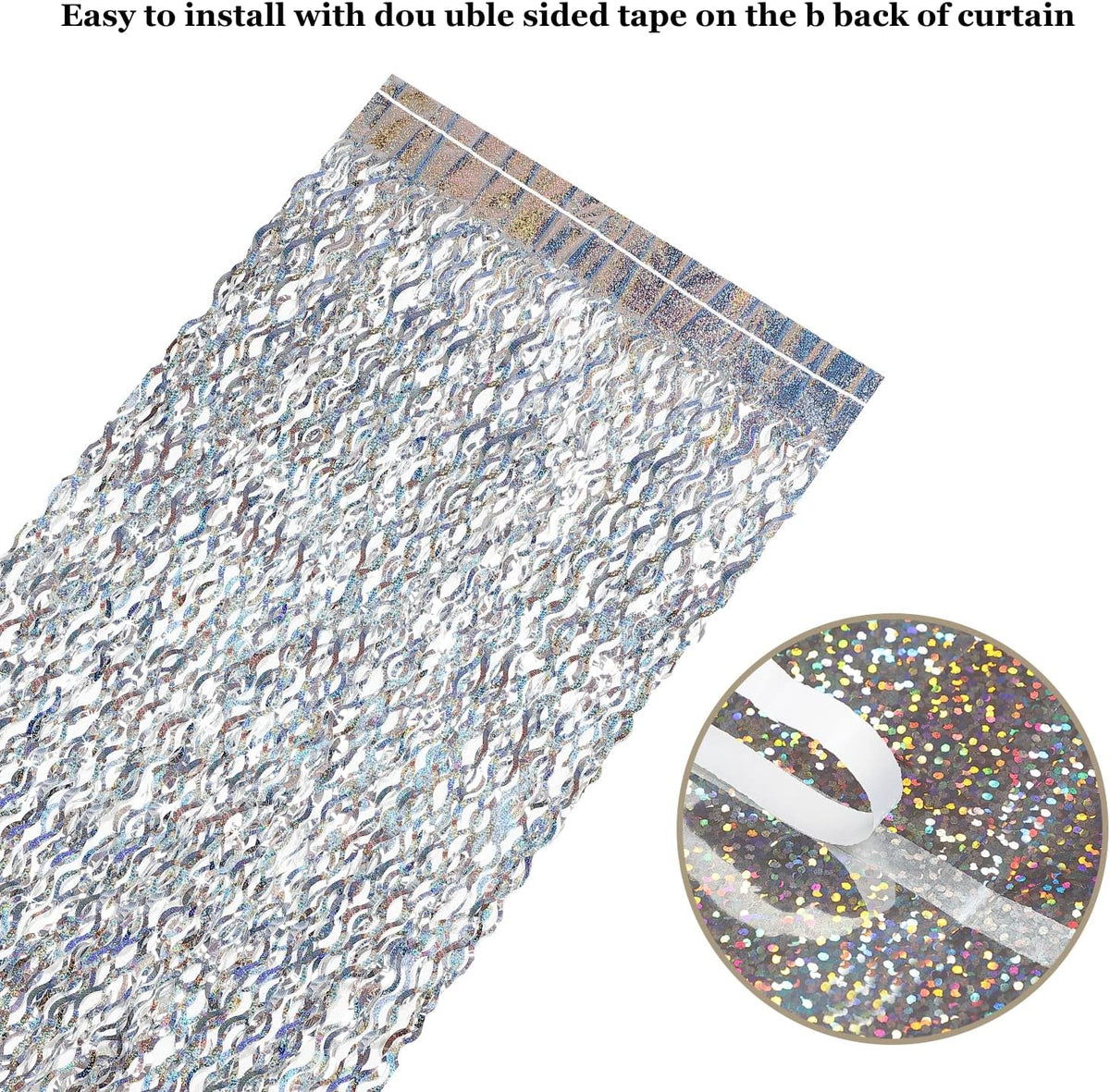 4 Pack Silver Tinsel Backdrop - CYLMFC 3.3 ft x 6.6 ft Streamer Metallic Tinsel Foil Fringe Curtains Photo Booth Props Wall Curtains for Bachelorette Birthday Party Decor