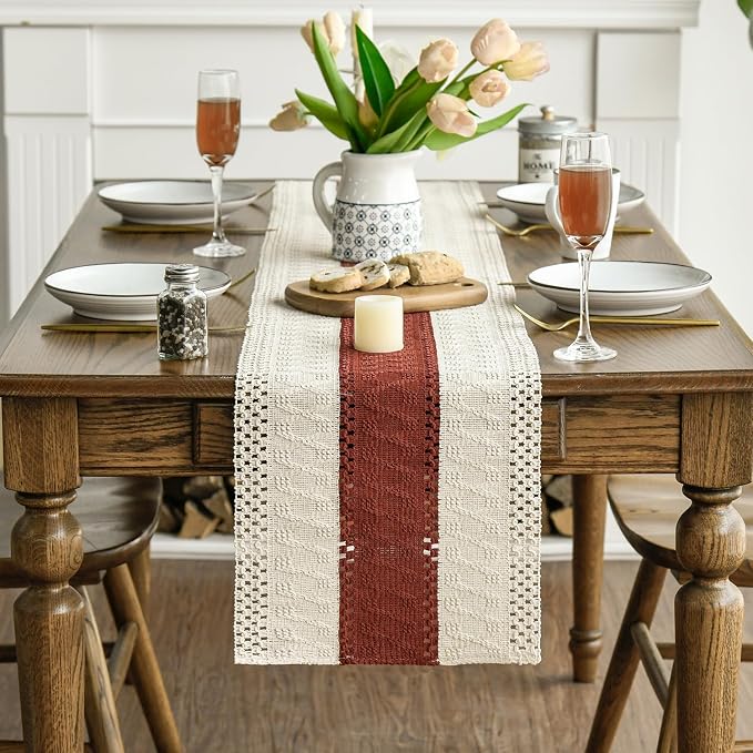 Artoid Mode Caramel Farmhouse Rustic Table Runner 12x120 Inch | Seasonal - Image 2