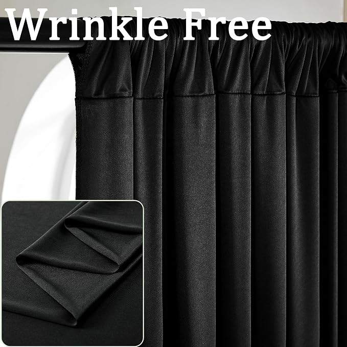 20ft x 8ft Wrinkle Free Black Backdrop Curtains - Image 2