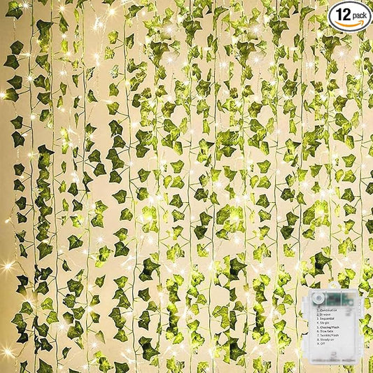 KASZOO 84Ft 12-Pack Artificial Ivy Garland, Fake Hanging Ivy Vines by HOME