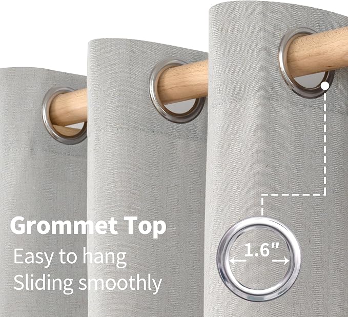YoungsTex Light Grey Linen Curtains 84 Inches Long - Image 7