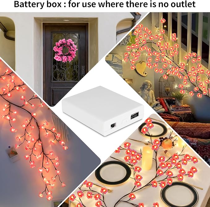5.25FT 72LED Cherry Enchanted Willow Vine Lights - Image 7