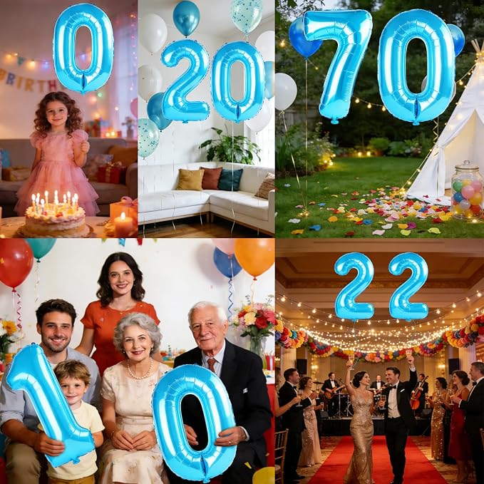40 Inch Number 70 Balloons for 70th Birthday Party Decorations, 0-100 Jewelry - Image 7