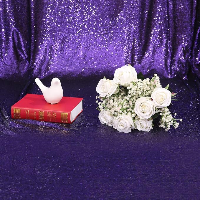 Poise3EHome Purple Sequin Backdrop, 10Ft x 10Ft Glitter Photography Background - Image 5