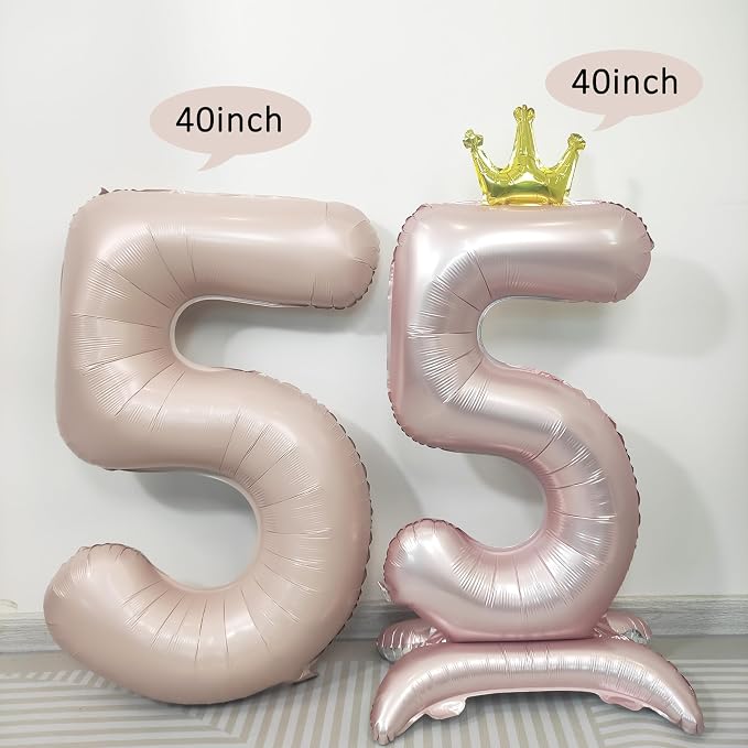 Pink Crown Number 4 Balloon Standing Pink Princess digital 4 Foil Balloon | - Image 4