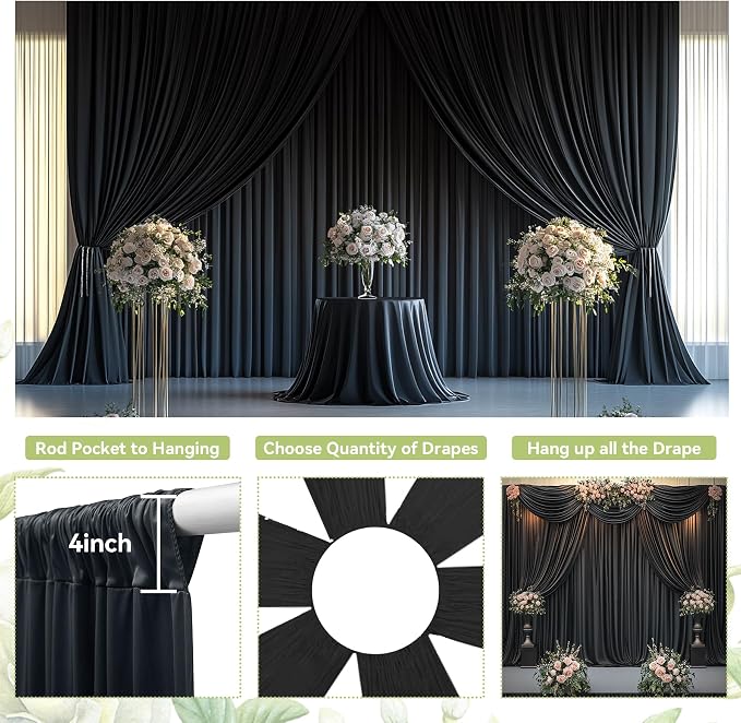 10ft×12ft Black Backdrop Curtain - Image 8