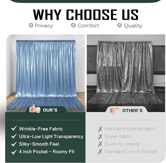gogoparti 20x10FT Baby Bule Sequin Backdrop Curtain - Image 4