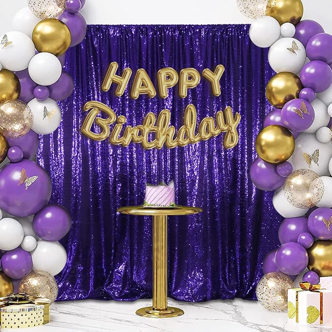 SquarePie 6x8ft Purple Sequin Backdrop, High Density Non-Transparent Glitter - Image 7