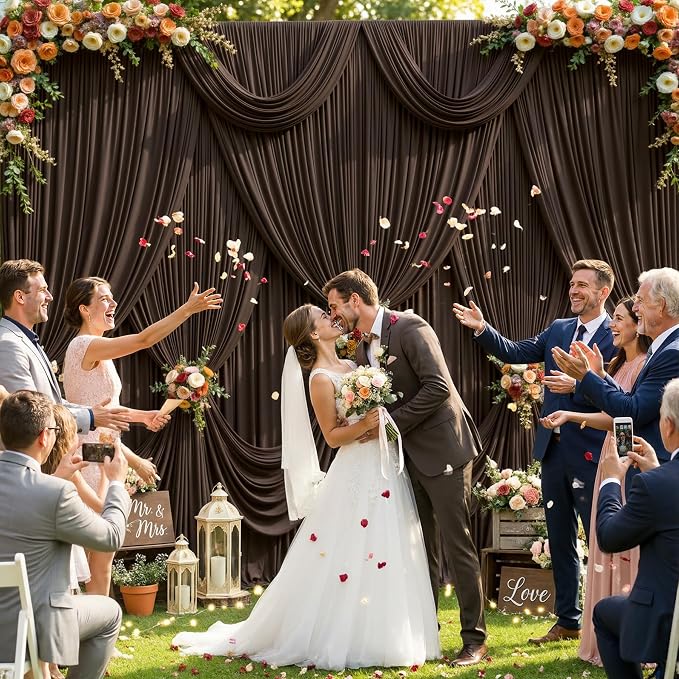 10 Panels Brown Backdrop Curtains - Image 3