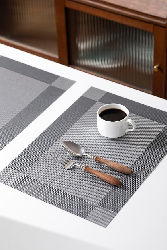 LEXMORE Placemats Set of 6 Vinyl/Plastic Woven Place Mats - Image 7