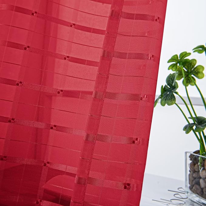 SpaceDresser Check Sheer Curtains 72 Inches Long - Image 2