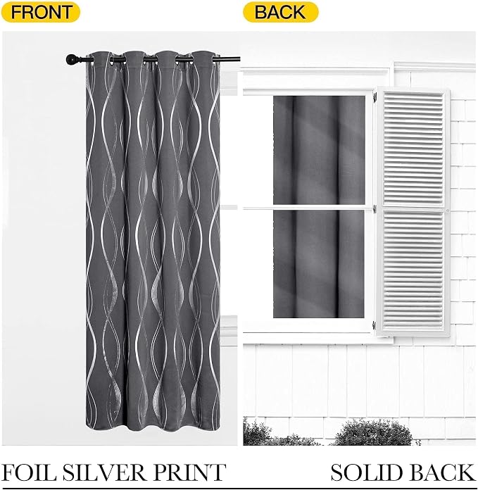 NICETOWN Grey Blackout Striped Pattern Curtains - Image 6