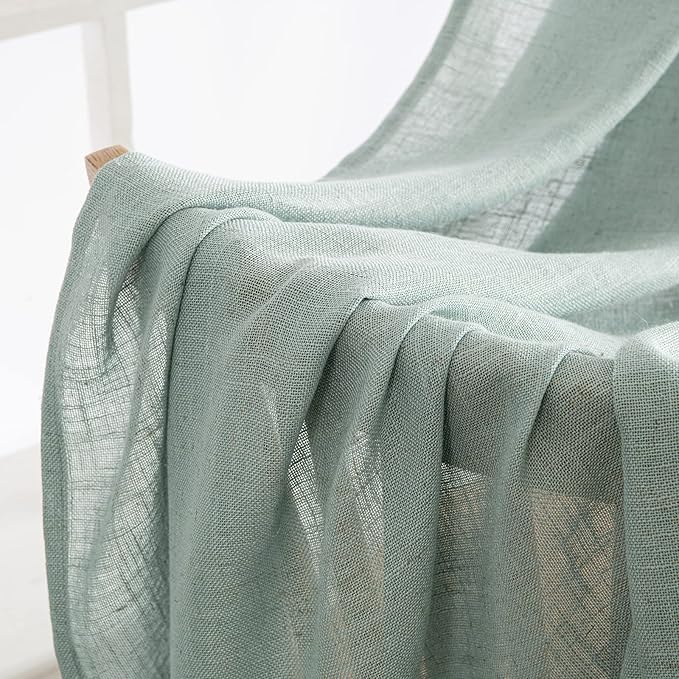 MIULEE Aqua Blue Linen Curtains 52x54 Inch 2 Panels - Image 6