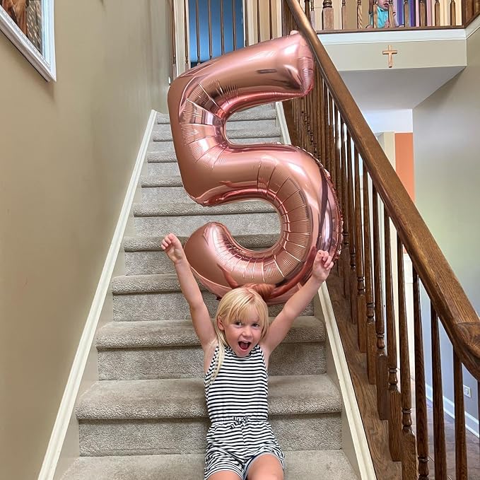 Rose Gold Number 5 Balloon 40 Inch - Image 4