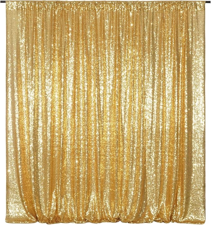 Poise3EHome Gold Sequin Backdrop Curtain, 10Ft x 10Ft Golden Glitter by Poise3EHome